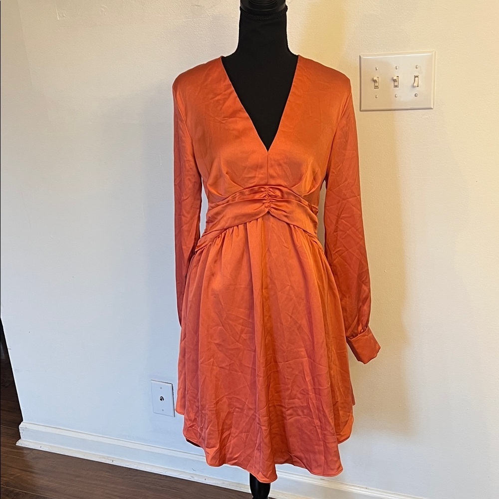 NWT DO+BE Elegant Orange Long Sleeve Dress - Picture 7 of 12